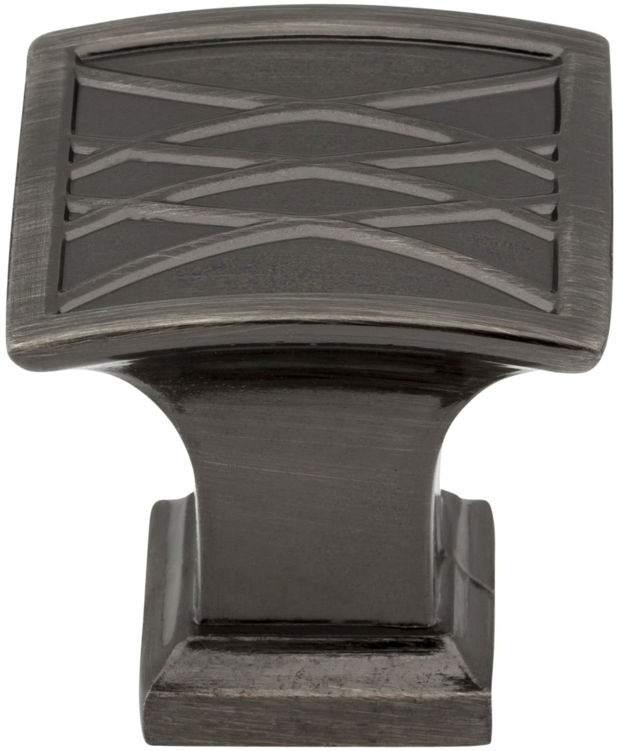 Jeffrey Alexander 535BNBDL 1-1/4" Overall Length Brushed Pewter Square Geometric Pattern Aberdeen Cabinet Knob