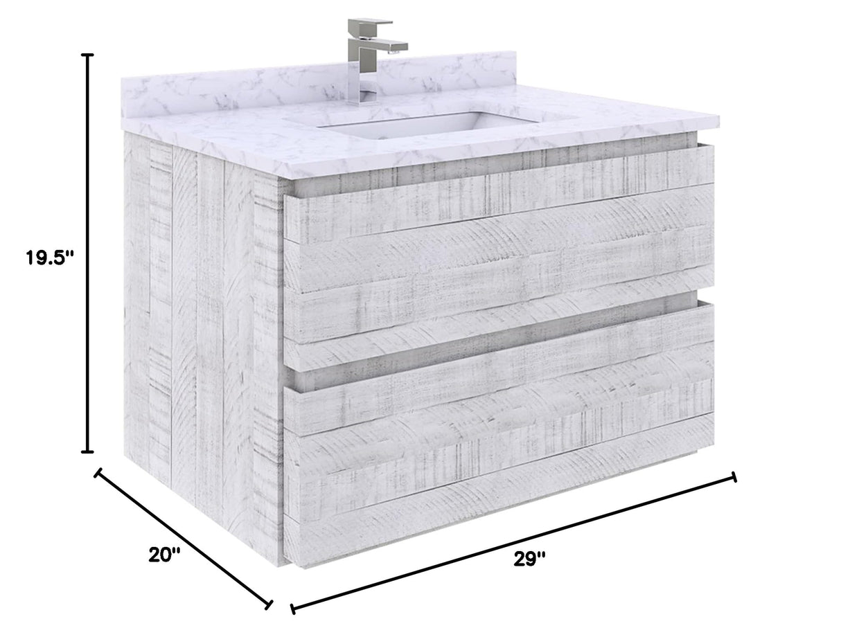 Fresca FCB3130RWH Fresca Formosa 29" Wall Hung Modern Bathroom Cabinet in Rustic White