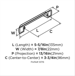 Amerock Cabinet Cup Pull Graphite 3-3/4 inch (96 mm) Center to Center Rochdale 1 Pack Drawer Pull Drawer Handle Cabinet Hardware