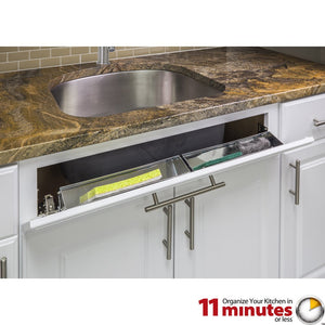 Hardware Resources TOSS11S-R 11-11/16" Slim Depth Stainless Steel Tip-Out Tray Kit for Sink Front