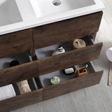 Fresca FCB93-2424RW-D-I Fresca Lazzaro 48" Rosewood Free Standing Modern Bathroom Cabinet w/ Integrated Double Sink