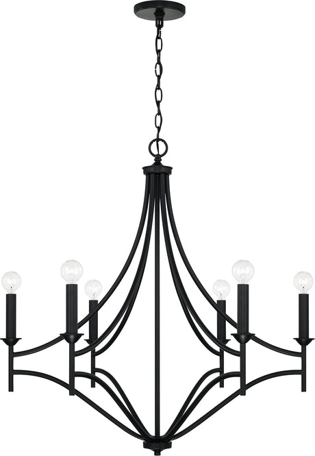 Capital Lighting 442061MB Peyton 6 Light Chandelier Matte Black