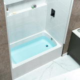 New England Home Goods 60” x 32” Four-Piece Direct-to-Stud Alcove Tub Surround with Left-Drain Hole Soaking Bathtub Combo in White