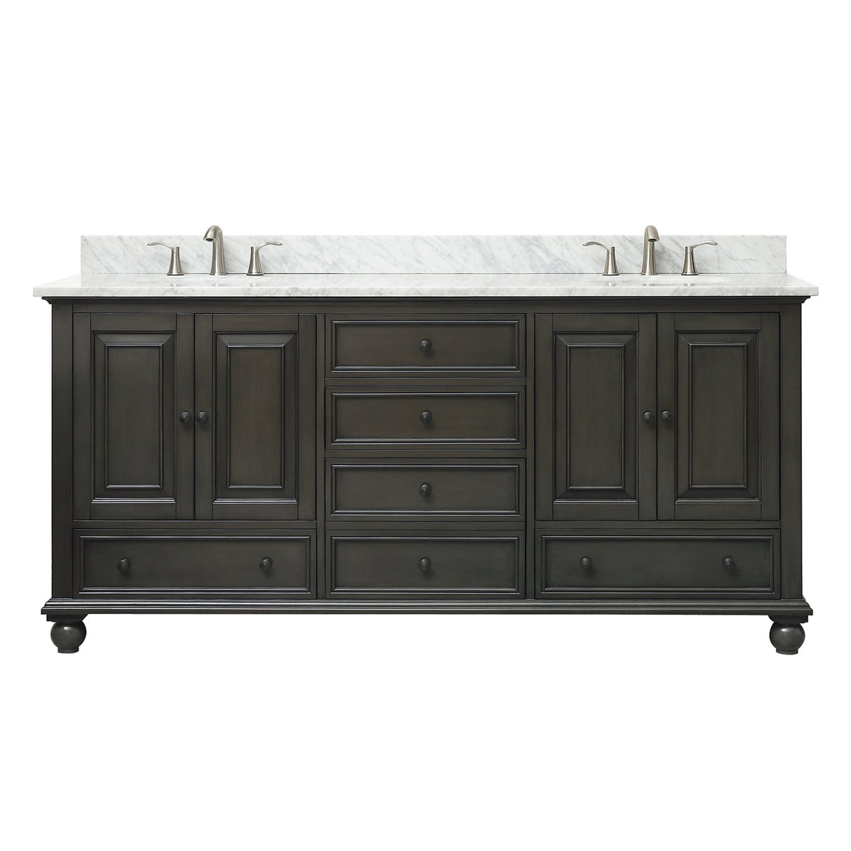 Avanity Thompson 73 in. Double Vanity in Charcoal Glaze finish with Carrara White Marble Top