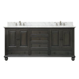 Avanity Thompson 73 in. Double Vanity in Charcoal Glaze finish with Carrara White Marble Top