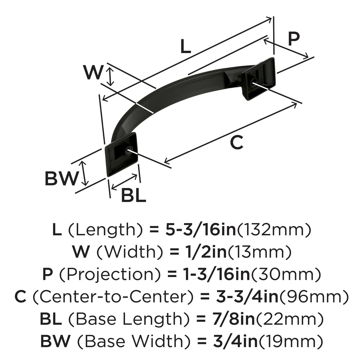 Amerock Cabinet Pull Black Bronze 3-3/4 inch (96 mm) Center to Center Candler 1 Pack Drawer Pull Drawer Handle Cabinet Hardware