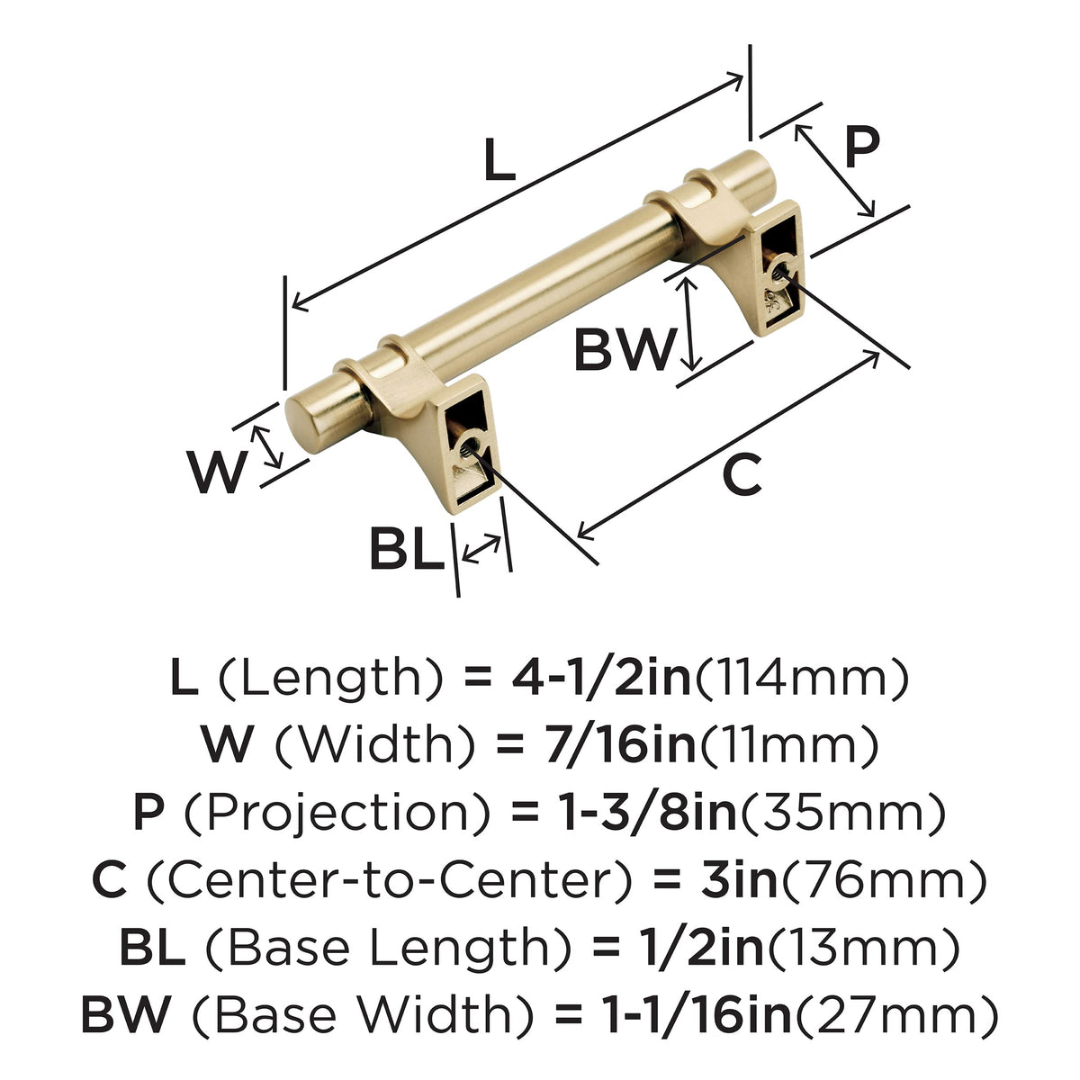 Amerock Cabinet Pull Champagne Bronze 3 inch (76 mm) Center to Center Davenport 1 Pack Drawer Pull Drawer Handle Cabinet Hardware