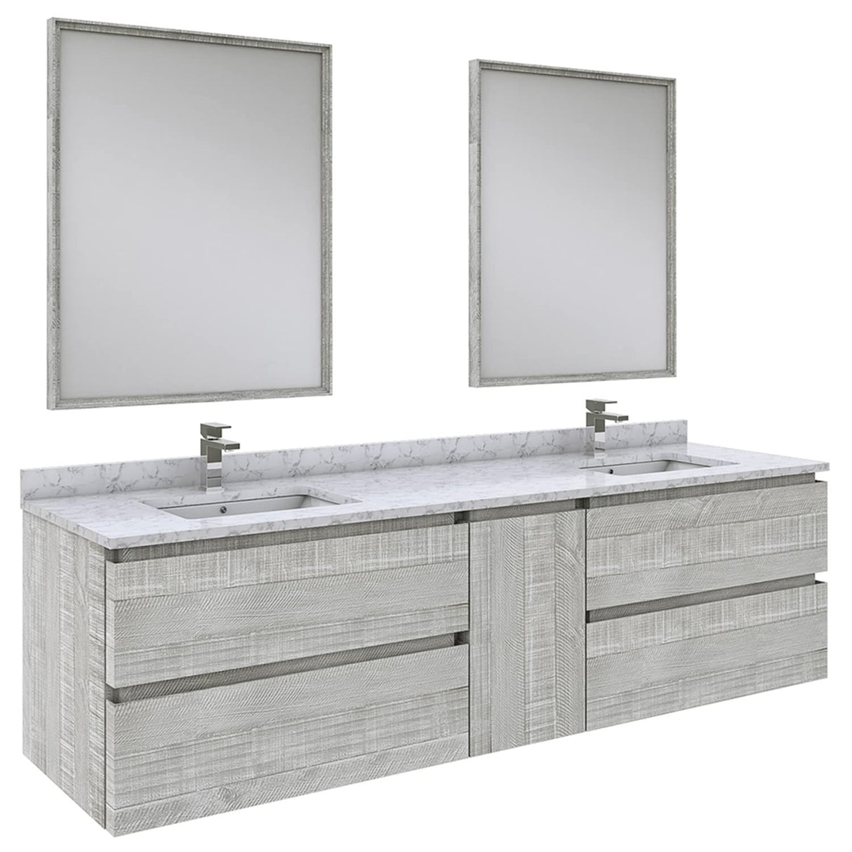 Fresca FVN31-301230ASH Fresca Formosa 72" Wall Hung Double Sink Modern Bathroom Vanity w/ Mirrors in Ash