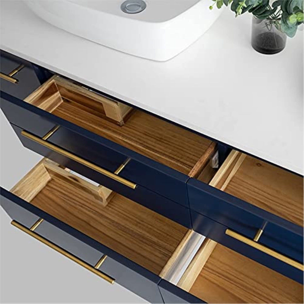 Fresca FCB6160RBL-VSL-D-CWH-V Fresca Lucera 60" Royal Blue Wall Hung Modern Bathroom Cabinet w/ Top & Double Vessel Sinks