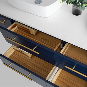 Fresca FCB6160RBL-VSL-D-CWH-V Fresca Lucera 60" Royal Blue Wall Hung Modern Bathroom Cabinet w/ Top & Double Vessel Sinks
