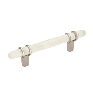 Amerock Cabinet Pull Marble White/Polished Nickel  5-1/16 inch (128 mm) Center to Center Carrione 1 Pack Drawer Pull Drawer Handle Cabinet Hardware