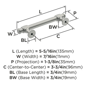 Amerock Cabinet Pull Satin Nickel 3-3/4 inch (96 mm) Center-to-Center Winsome 1 Pack Drawer Pull Cabinet Handle Cabinet Hardware