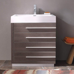 Fresca FCB8030WH-I Fresca Livello 30" White Modern Bathroom Cabinet w/ Integrated Sink