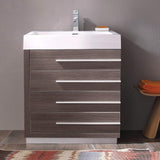 Fresca FCB8030GO-I Fresca Livello 30" Gray Oak Modern Bathroom Cabinet w/ Integrated Sink