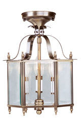 Livex Lighting 4403-01 Convertible Flush Mount with Clear Beveled Glass Shades, Antique Brass