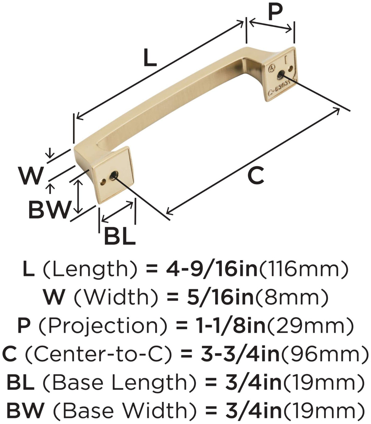 Amerock Cabinet Pull Polished Chrome 3-3/4 inch (96 mm) Center to Center Mulholland 1 Pack Drawer Pull Drawer Handle Cabinet Hardware
