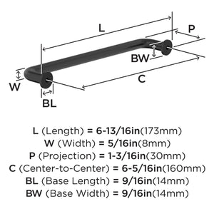 Amerock BP37381FB Matte Black Cabinet Pull 6-5/16 in (160 mm) Center-to-Center Cabinet Handle Factor Drawer Pull Kitchen Cabinet Handle Furniture Hardware