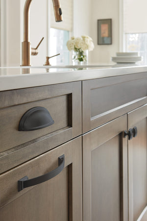 Amerock Cabinet Cup Pull Black Bronze 3 in. (76 mm) & 4 in. (102 mm) Center-to-Center Drawer Pull Ashby Kitchen and Bath Hardware Furniture Hardware, 1 Count