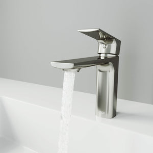 VIGO Davidson 6.375 inch H Single Hole Single Handle Single Hole Bathroom Faucet in Brushed Nickel - Bathroom Sink Faucet VG01043BN