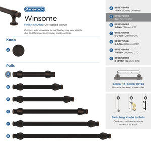 Amerock BP36770ORB Oil Rubbed Bronze Cabinet Pull 3 in (76 mm) Center-to-Center Cabinet Handle Winsome Drawer Pull Kitchen Cabinet Handle Furniture Hardware