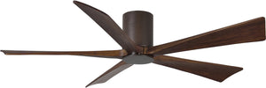 Matthews Fan IR5HLK-TB-WA-60 IR5HLK five-blade flush mount paddle fan in Textured Bronze finish with 60” solid walnut tone blades and integrated LED light kit.