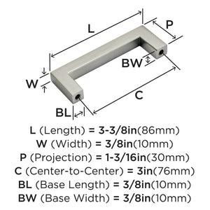 Amerock Cabinet Pull Satin Nickel 3 inch (76 mm) Center to Center Monument 1 Pack Drawer Pull Drawer Handle Cabinet Hardware