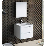 Fresca FVN9024WH Fresca Tuscany 24" Glossy White Wall Hung Modern Bathroom Vanity w/ Medicine Cabinet