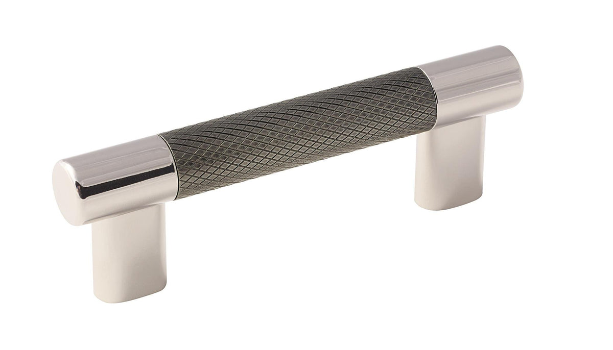 Amerock Cabinet Pull Polished Nickel/Gunmetal 3inch & 3-3/4 inch (76mm & 96 mm) Center to Center Esquire 1 Pack Drawer Pull Drawer Handle Cabinet Hardware