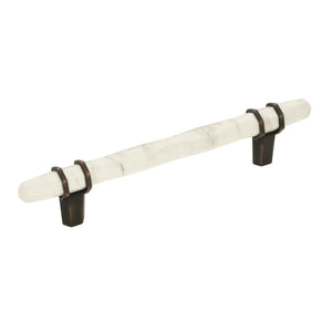 Amerock Cabinet Pull Marble White/Oil-Rubbed Bronze  5-1/16 inch (128 mm) Center to Center Carrione 1 Pack Drawer Pull Drawer Handle Cabinet Hardware