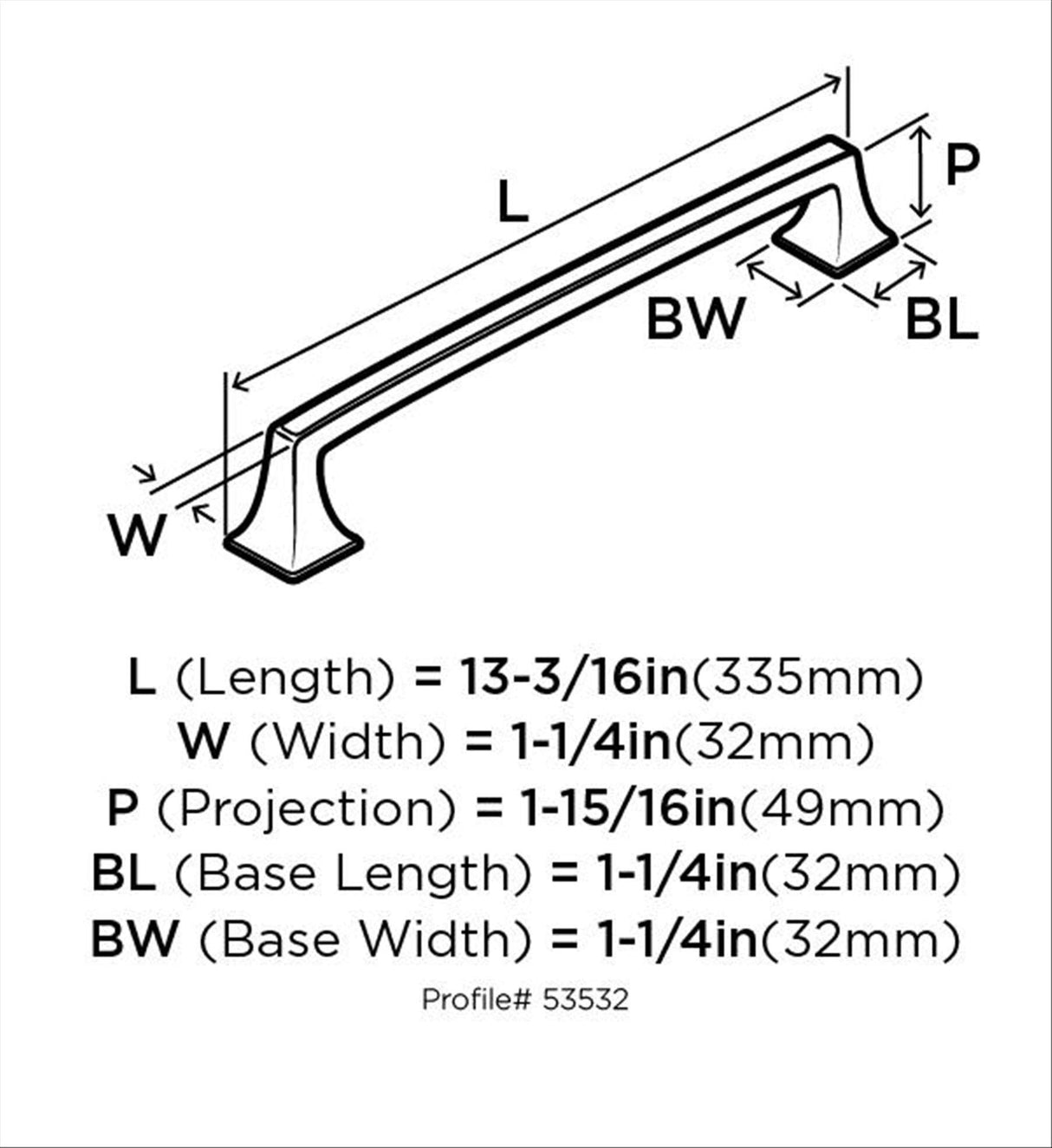 Amerock Appliance Pull Satin Nickel 12 inch (305 mm) Center to Center Mulholland 1 Pack Drawer Pull Drawer Handle Cabinet Hardware