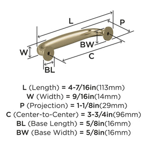 Amerock Cabinet Pull Golden Champagne 3-3/4 in (96 mm) Center-to-Center Drawer Pull Renown Kitchen and Bath Hardware Furniture Hardware