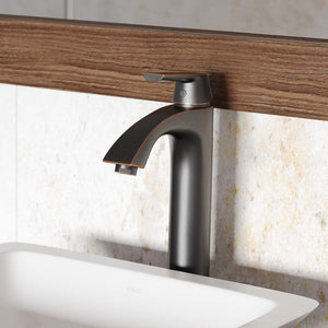 VIGO Linus 10.625 inch H Single Hole Single Handle Bathroom Faucet with Pop Up Drain in Antique Rubbed Bronze - Vessel Sink Faucet with drain included VG03013ARB2