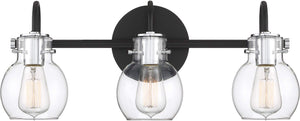 Quoizel ANW83003EK Andrews Vanity Bath Lighting, 3-Light, 300 Watts, Earth Black (9"H x 22"W)