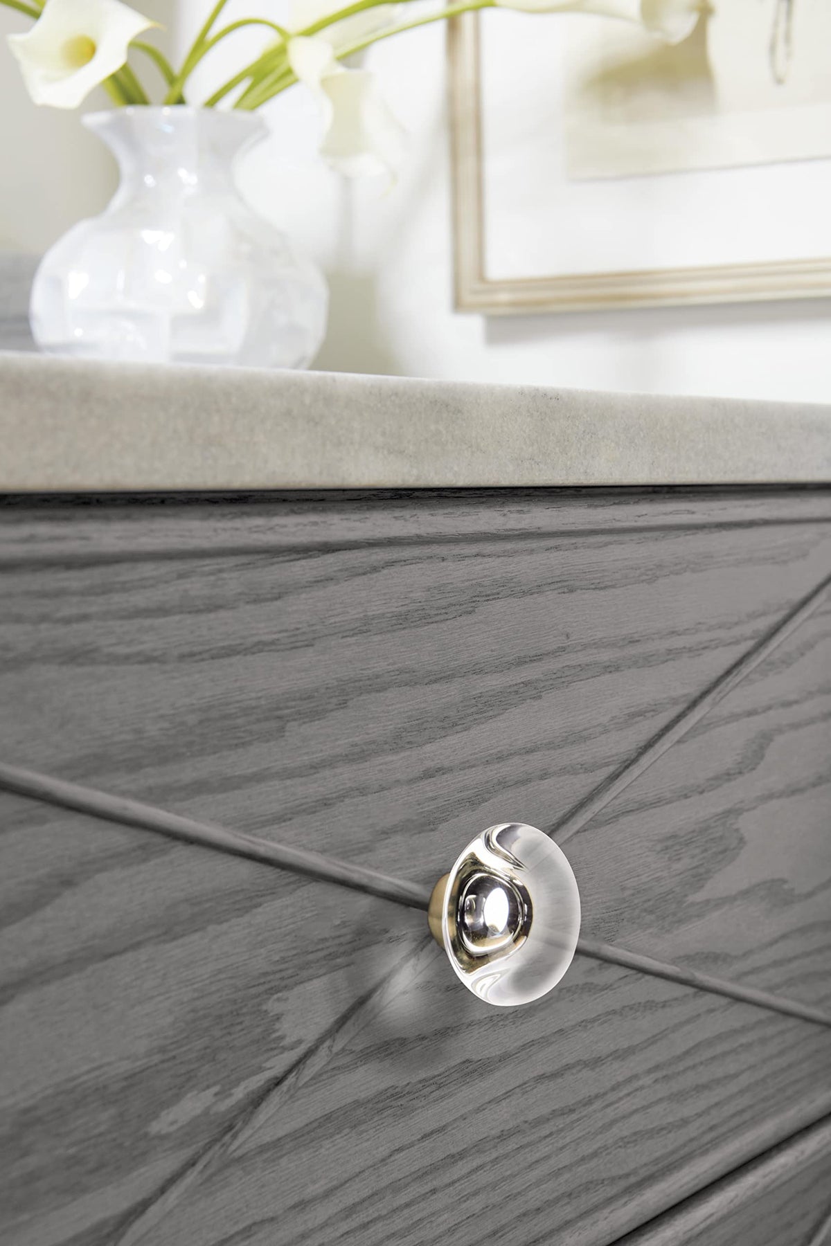 Amerock Cabinet Knob Clear/Champagne Bronze 1-3/4 inch (44 mm) Diameter Glacio 1 Pack Drawer Knob Cabinet Hardware