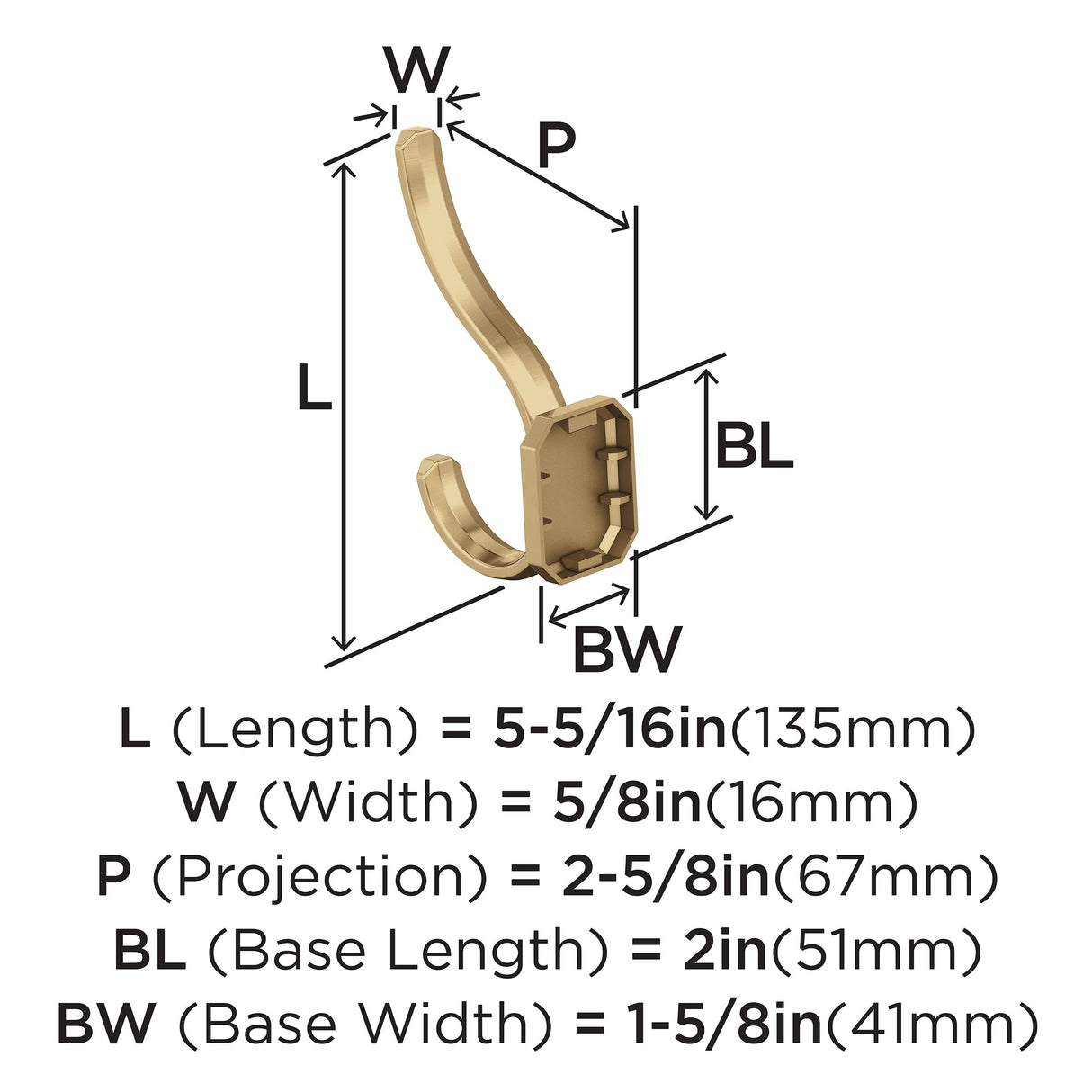 Amerock HBX36693CZ Granlyn Double Prong Decorative Wall Hook Champagne Bronze Hook for Coats, Hats, Backpacks, Bags Hooks for Bathroom, Bedroom, Closet, Entryway, Laundry Room, Office