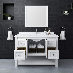 Fresca FVN2348WH Fresca Manchester 48" White Traditional Bathroom Vanity w/ Mirror