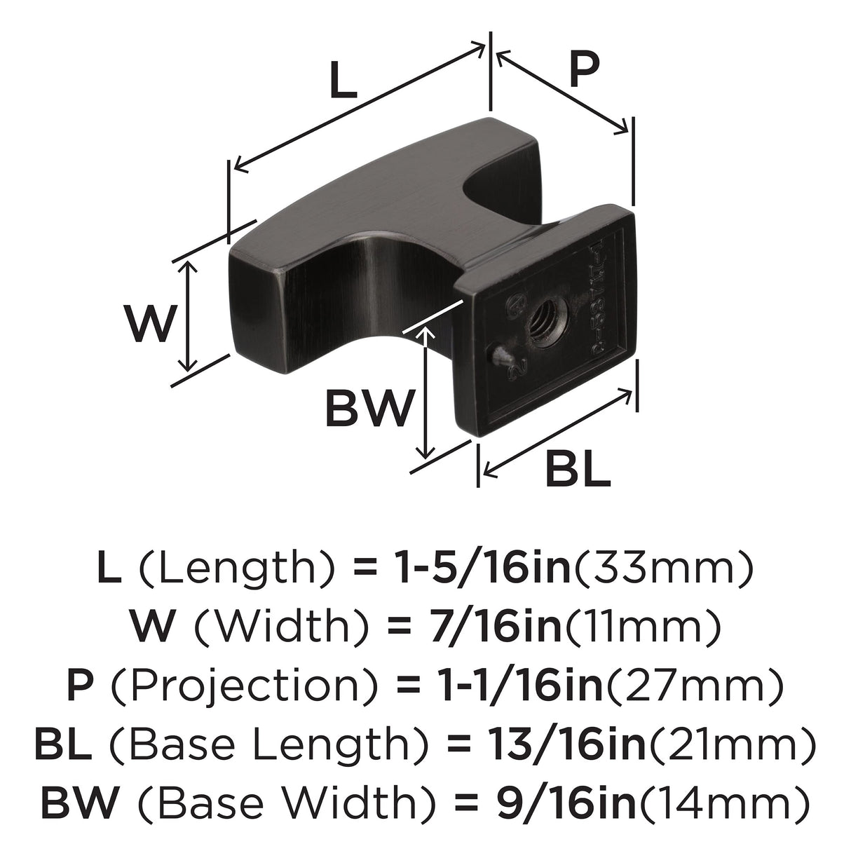 Amerock Cabinet Knob Graphite 1-5/16 inch (33 mm) Length Westerly 1 Pack Drawer Knob Cabinet Hardware