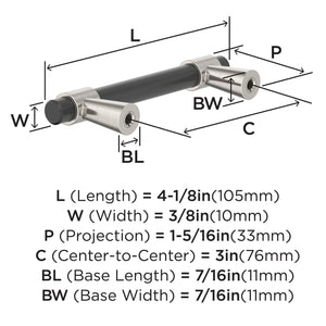 Amerock BP37385FBG10 Matte Black/Satin Nickel Cabinet Pull 3 in (76 mm) Center-to-Center Cabinet Handle Mergence Drawer Pull Kitchen Cabinet Handle Furniture Hardware
