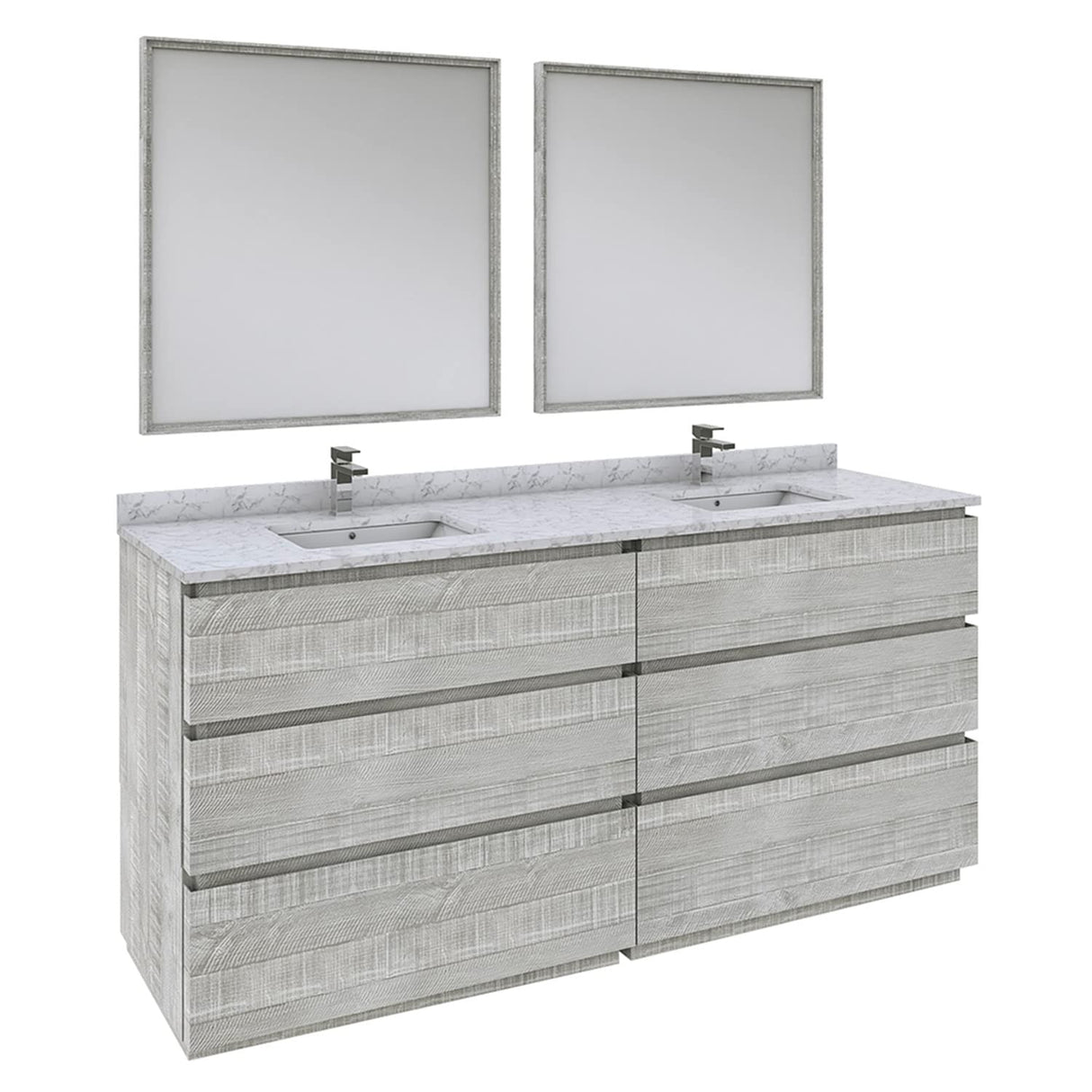 Fresca FVN31-3636ASH-FC Fresca Formosa 72" Floor Standing Double Sink Modern Bathroom Vanity w/ Mirrors in Ash