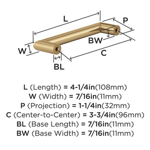 Amerock Cabinet Pull Champagne Bronze 3-3/4 in (96 mm) Center-to-Center Drawer Pull Revolve Kitchen and Bath Hardware Furniture Hardware