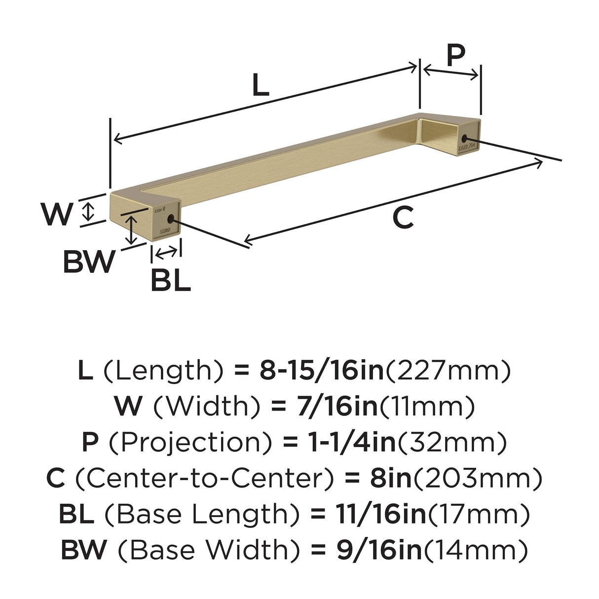 Amerock BP55282BBZ Golden Champagne Cabinet Pull 8 in (203 mm) Center-to-Center Cabinet Handle Blackrock Drawer Pull Kitchen Cabinet Handle Furniture Hardware