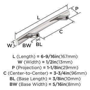 Amerock BP2620326 Polished Chrome Cabinet Pull 3-3/4 inch (96mm) Center-to-Center Cabinet Hardware Cyprus Furniture Hardware Drawer Pull