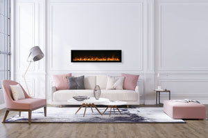Amantii SYM-SLIM-60 Symmetry Xtraslim Smart Electric  -60" WiFi Enabled Fireplace, Featuring a  MultiFunction  Remote Control, Multi Speed Flame Motor