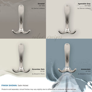 Amerock HBX37013G10 Finesse Triple Prong Decorative Wall Hook Satin Nickel Hook for Coats, Hats, Backpacks, Bags Hooks for Bathroom, Bedroom, Closet, Entryway, Laundry Room, Office