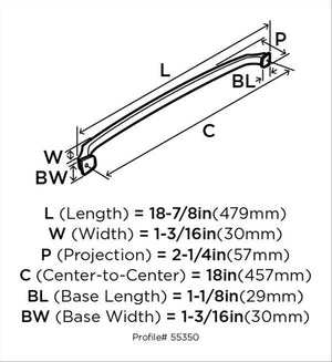 Amerock Appliance Pull Satin Nickel 18 inch (457 mm) Center to Center Revitalize 1 Pack Drawer Pull Drawer Handle Cabinet Hardware