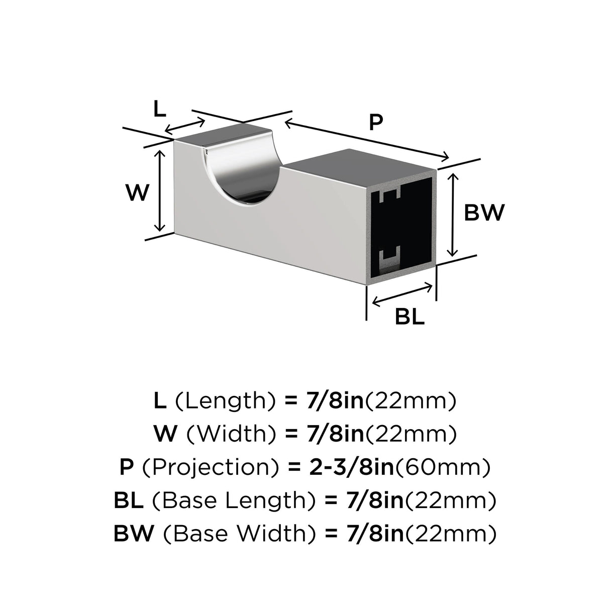 Amerock BH3608026 Chrome Single Robe Hook 7/8 in. (22 mm) Length Towel Holder Monument Towel Hook for Bathroom Bathroom Hardware Bath Accessories