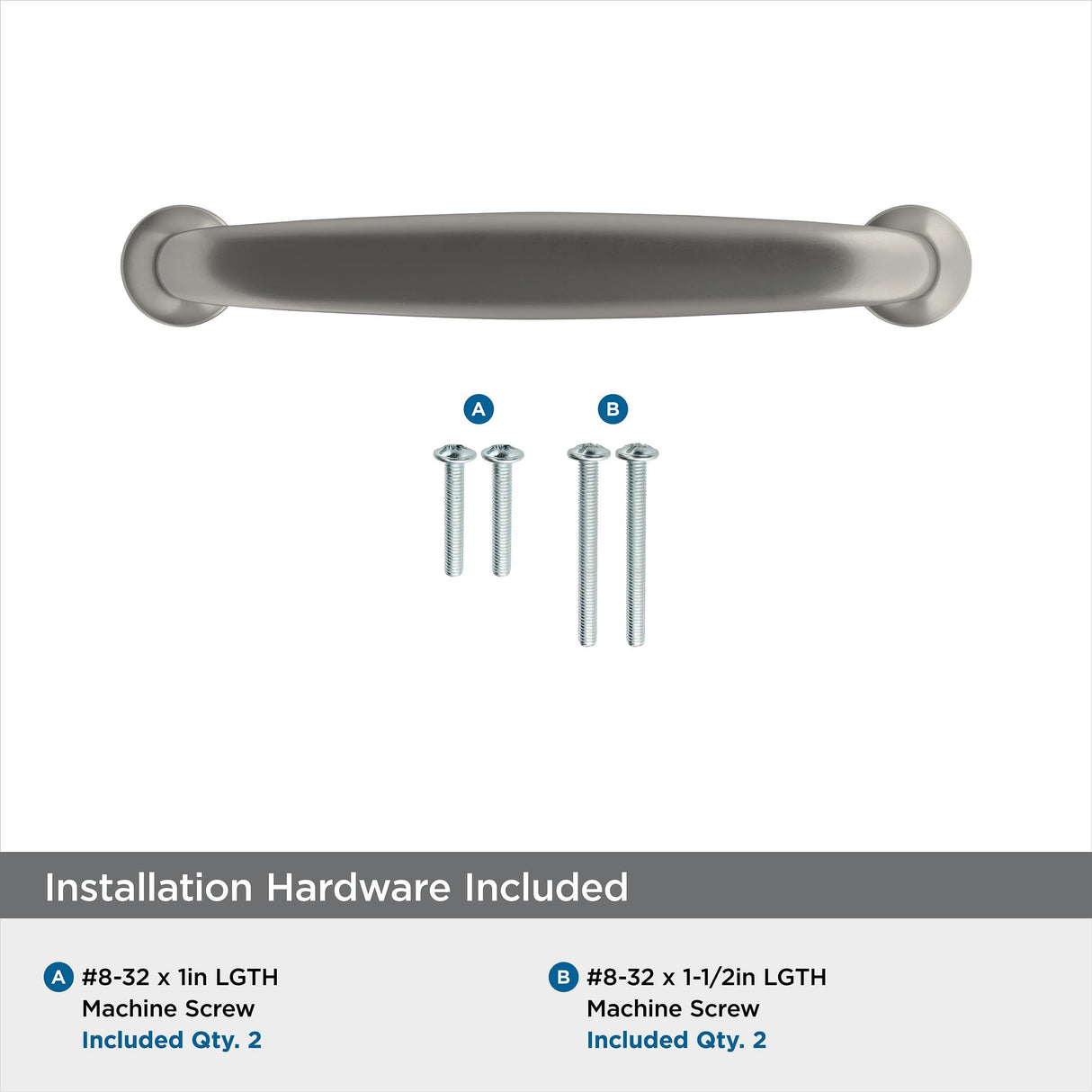 Amerock Cabinet Pull Satin Nickel 3-3/4 inch (96 mm) Center-to-Center Renown 1 Pack Drawer Pull Cabinet Handle Cabinet Hardware
