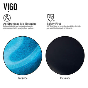 VIGO Turquoise Water 18.125 inch L x 13 inch W Over the Counter Freestanding Glass Rectangular Vessel Bathroom Sink in Turquoise Water - Sink for Bathroom VG07068