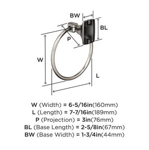 Amerock BH36012G10 Brushed Nickel Towel Ring 7-7/16 in (189 mm) Length Towel Holder Highland Ridge Hand Towel Holder for Bathroom Wall Small Kitchen Towel Holder Bath Accessories