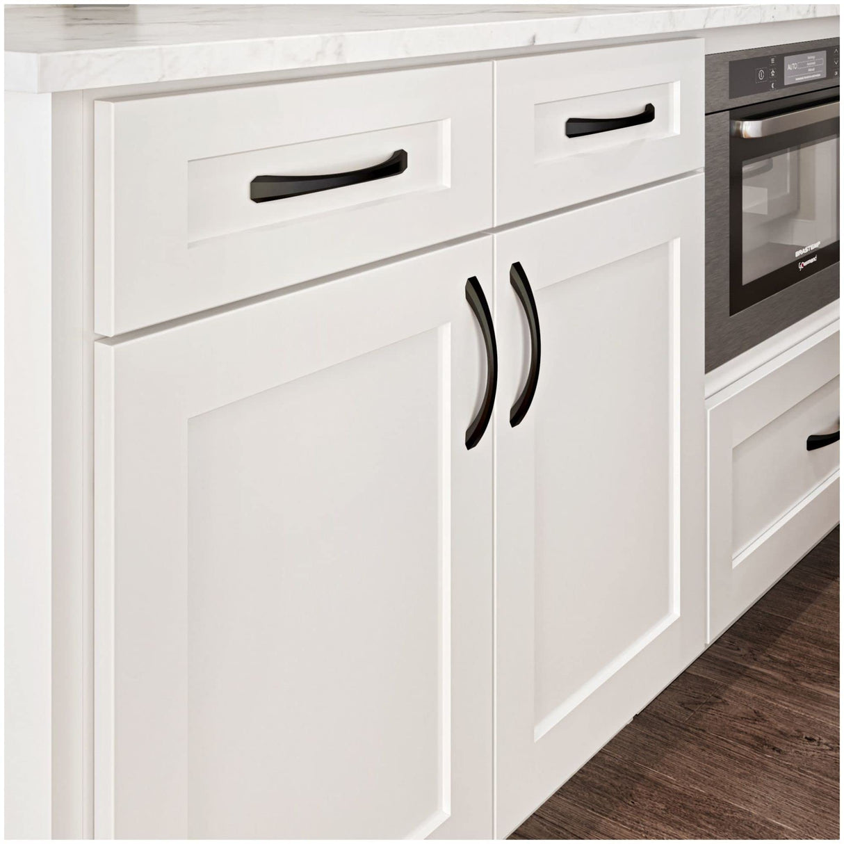 Jeffrey Alexander 678-18MB 18" Center-to-Center Matte Black Wheeler Appliance Handle